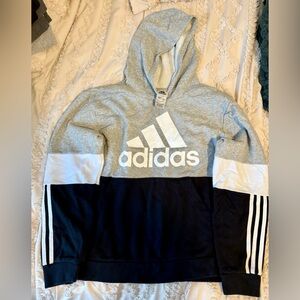 Adidas Heather Gray, Black and White hoodie, youth  XL 18-20